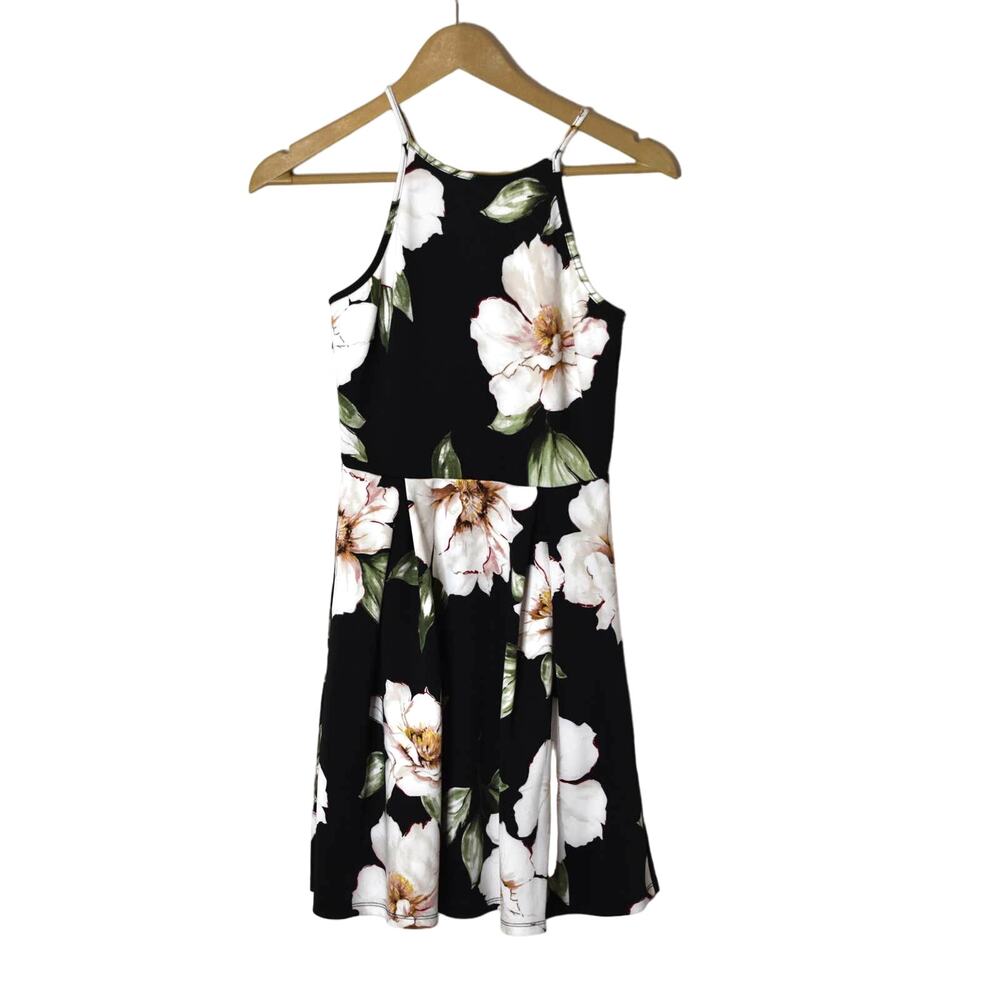 Monteau Black Floral Dress Size XS